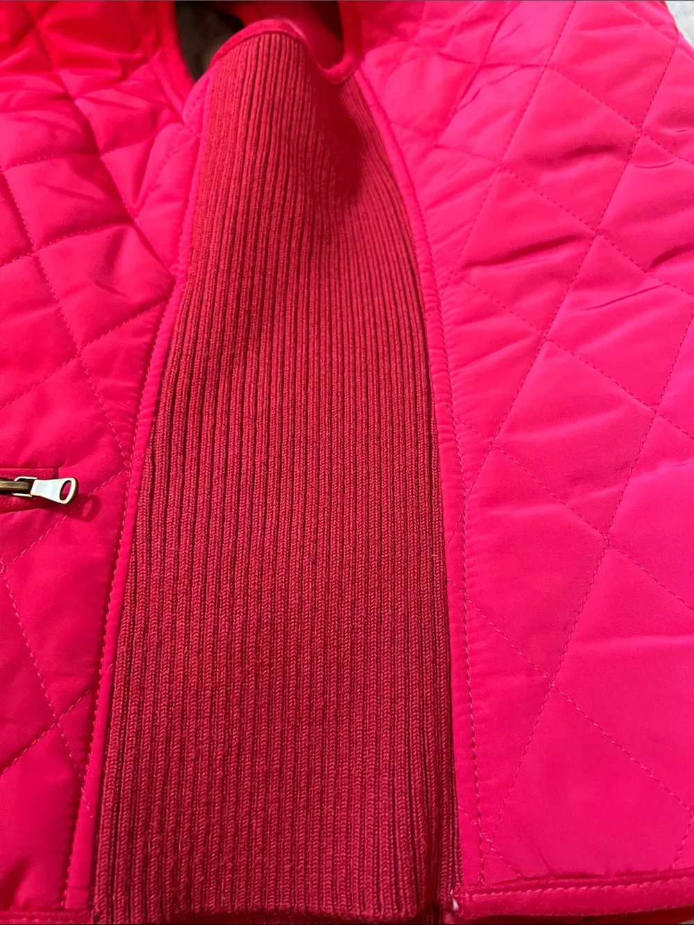 Talbots Quilted Sleeveless Puffer Vest in Bright Raspberry